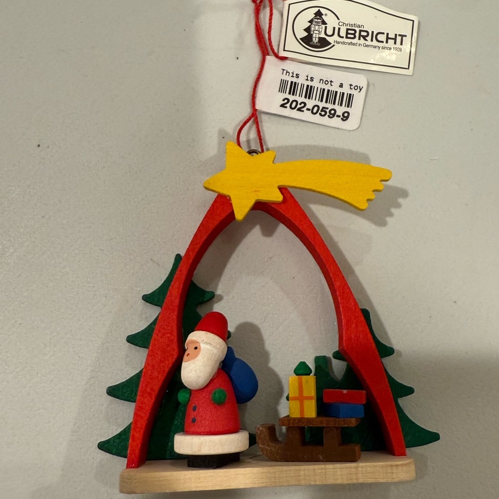 Ulbricht Festive Santa Ornament - Red, Green, Yellow